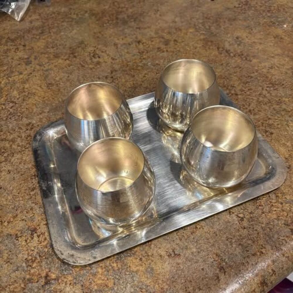 Vintage Oneida Silver-Plated Roly Poly Cocktail Set with Tray (5-Piece)